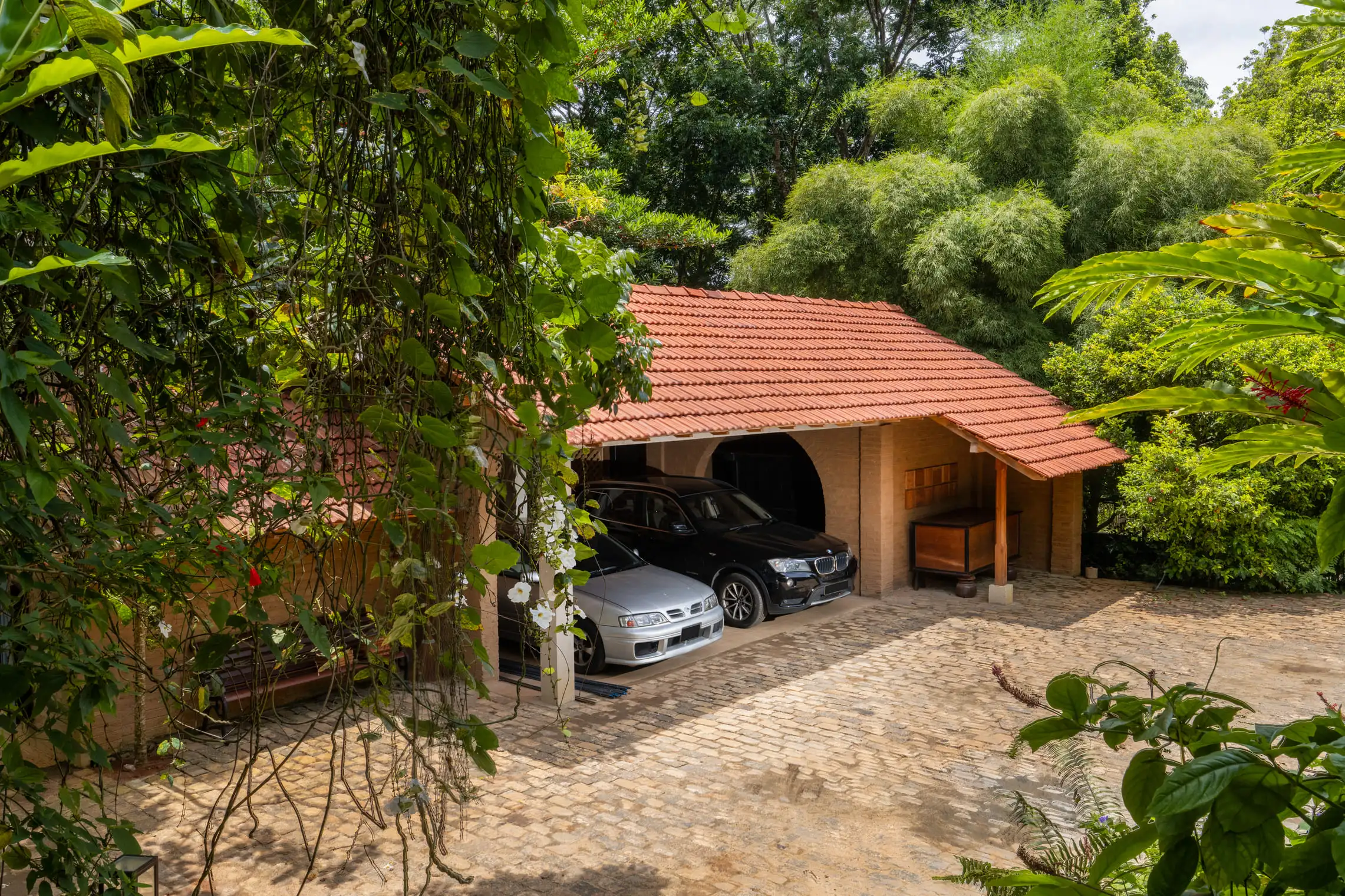 Entrance court with antique grain store
